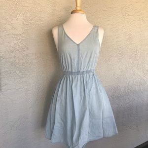 DIVIDED Open Back Light Wash Denim Dress